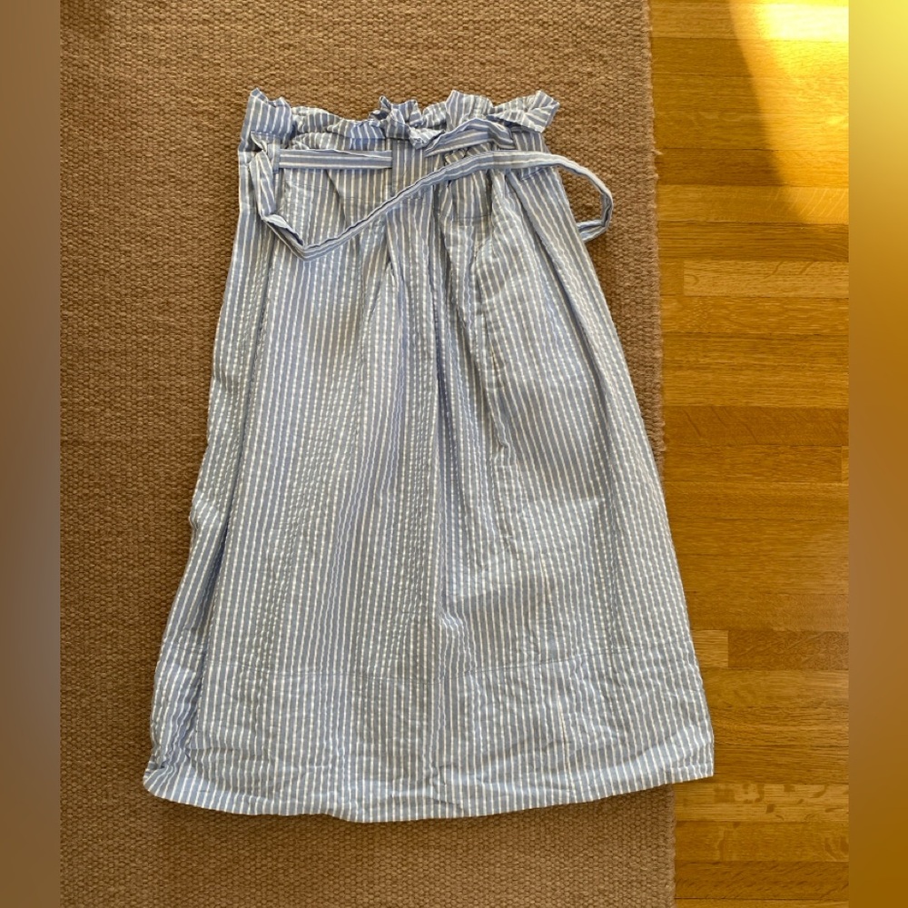 Club Monaco Blue and White Striped Midi Skirt